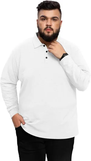 Aiyino Men's Big and Tall Classic Fit Short/Long Sleeve Solid Soft Cotton Polo Shirt