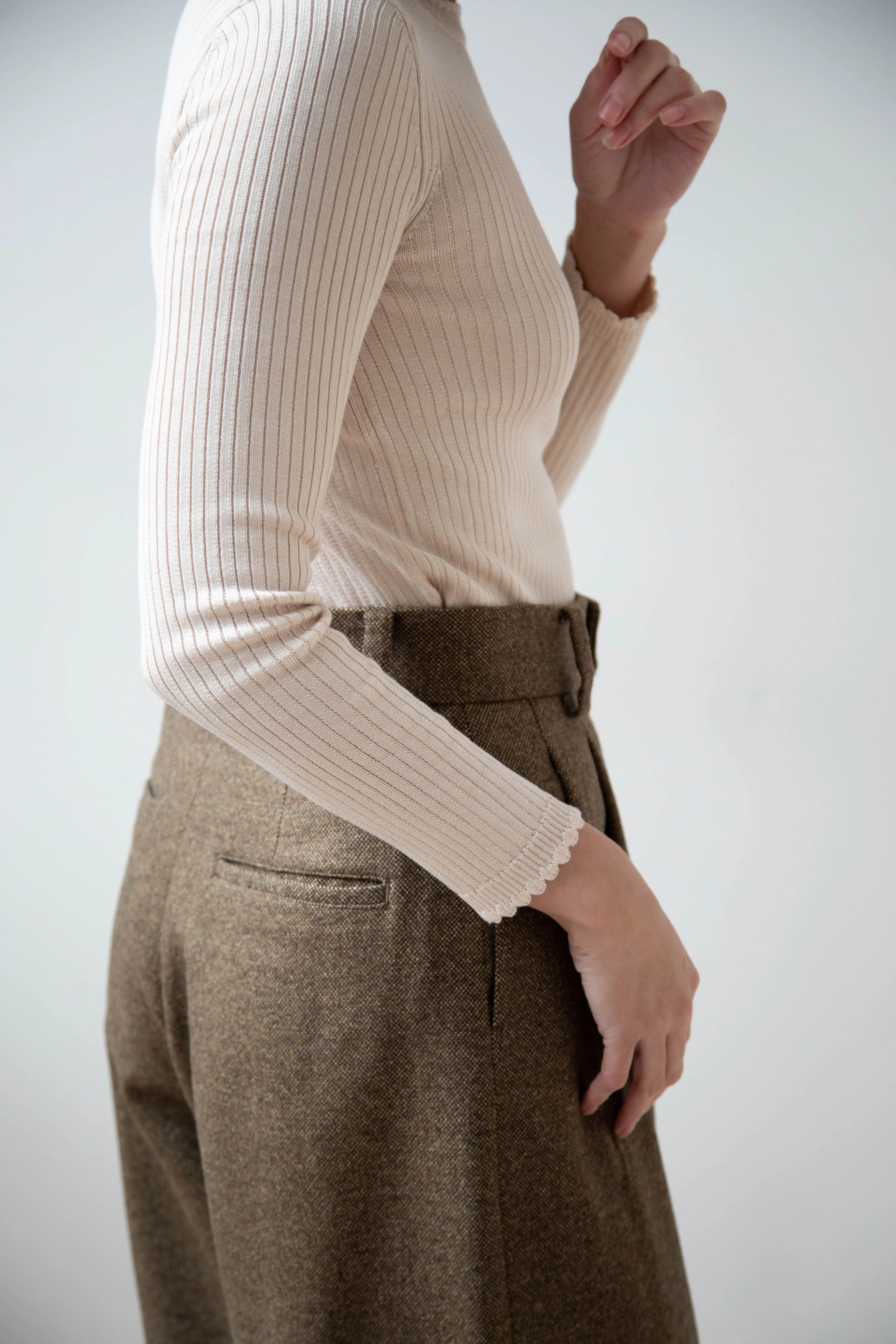Arts & Science | Tuck Front Trousers in Yorimoku Tweed Wool