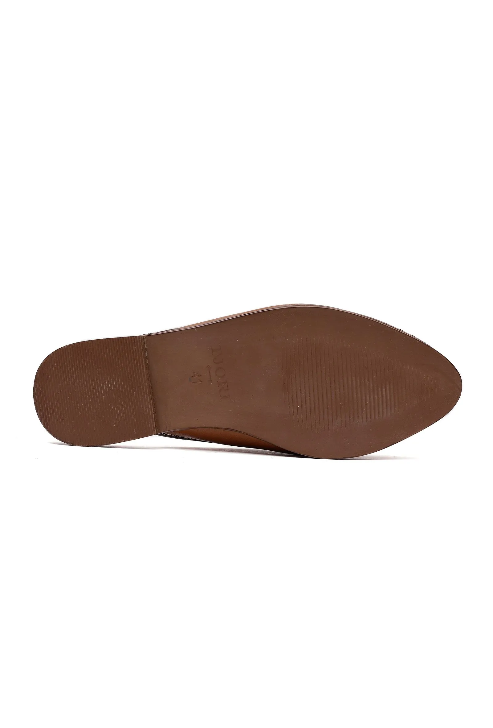 Caramel Brown Cruelty Free Leather Sliders Jutti