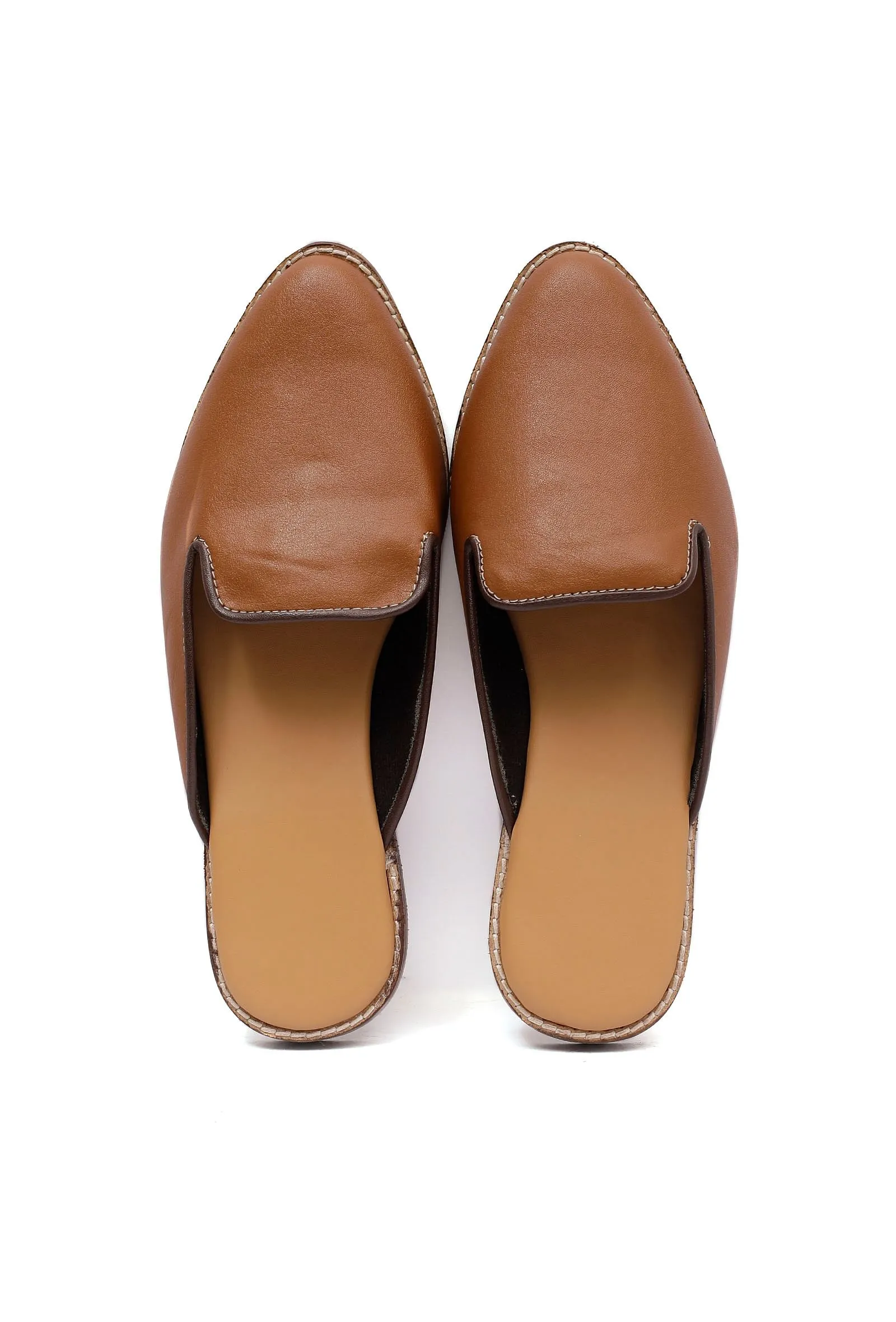 Caramel Brown Cruelty Free Leather Sliders Jutti