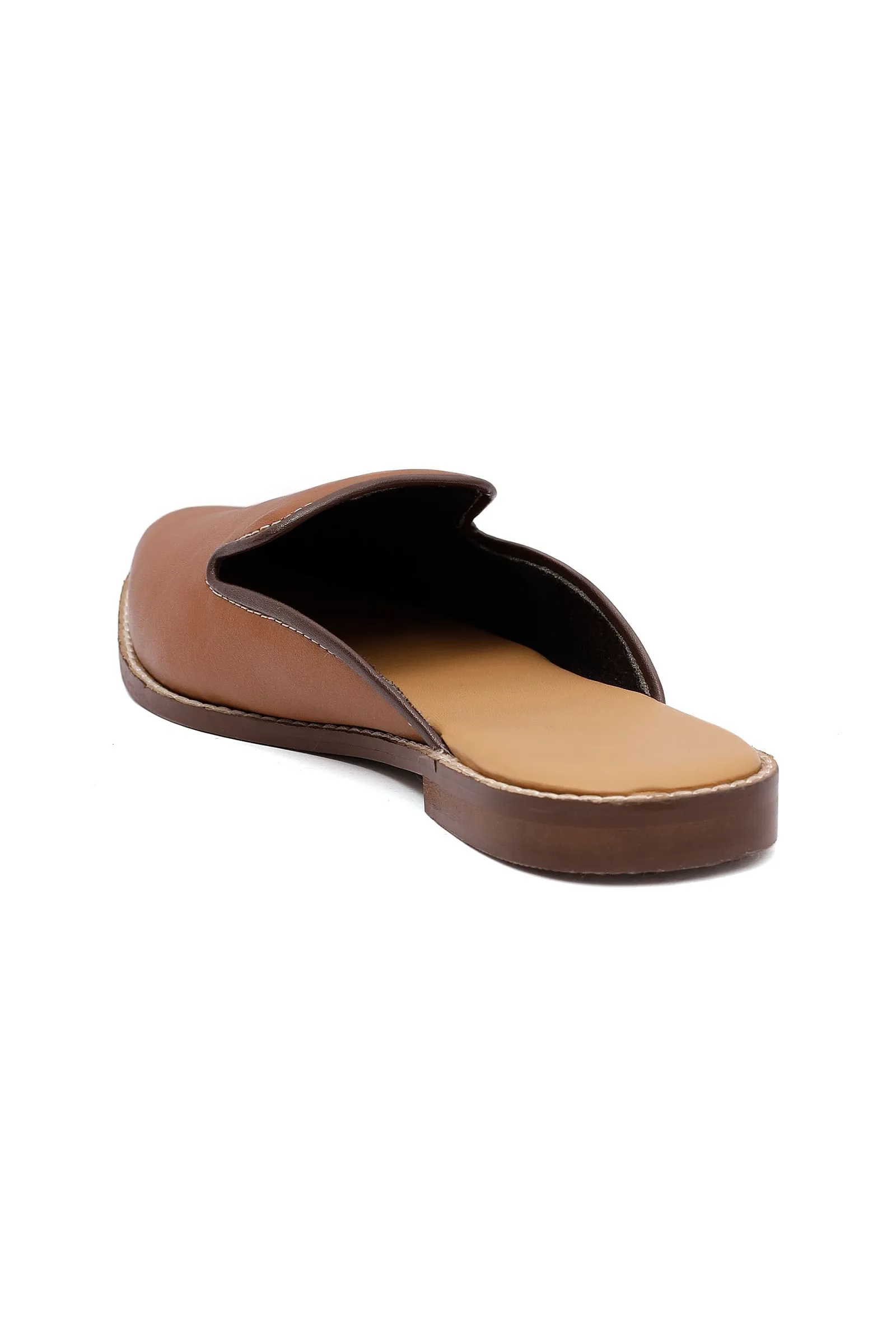 Caramel Brown Cruelty Free Leather Sliders Jutti