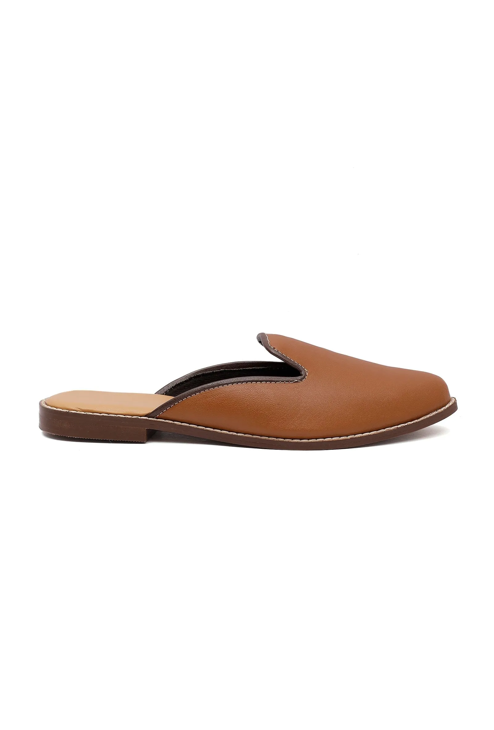 Caramel Brown Cruelty Free Leather Sliders Jutti