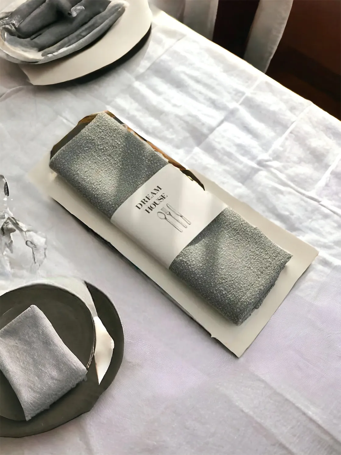 Dark Sage Green Rectangle Linen Style Placemat - Set of Two