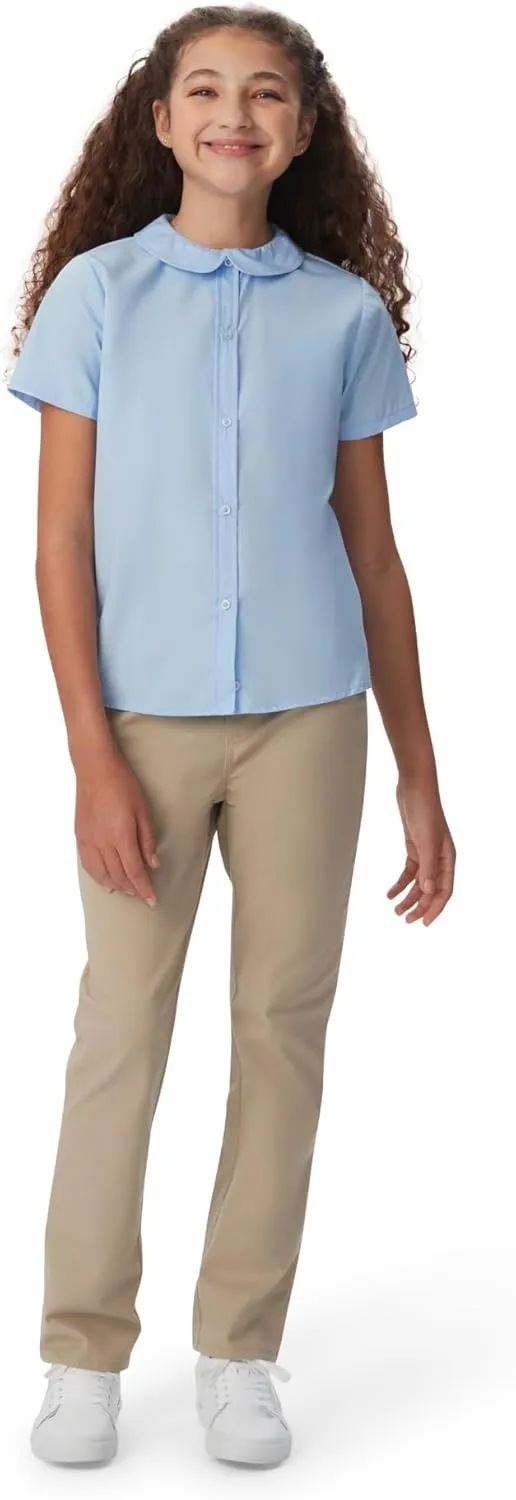 French Toast Girl's Short Sleeve Peter Pan Collar Blouse (Standard and Plus)