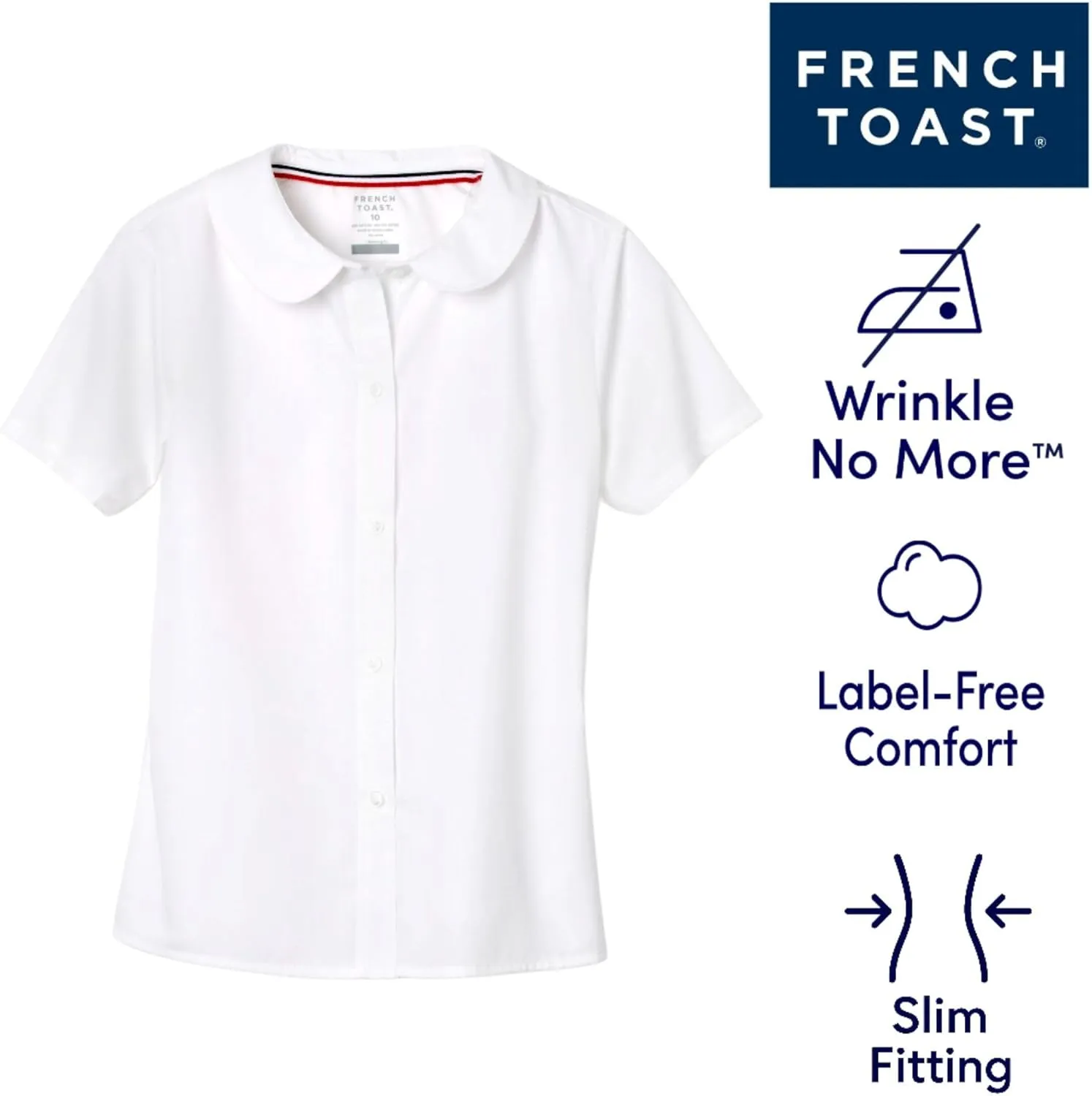 French Toast Girl's Short Sleeve Peter Pan Collar Blouse (Standard and Plus)
