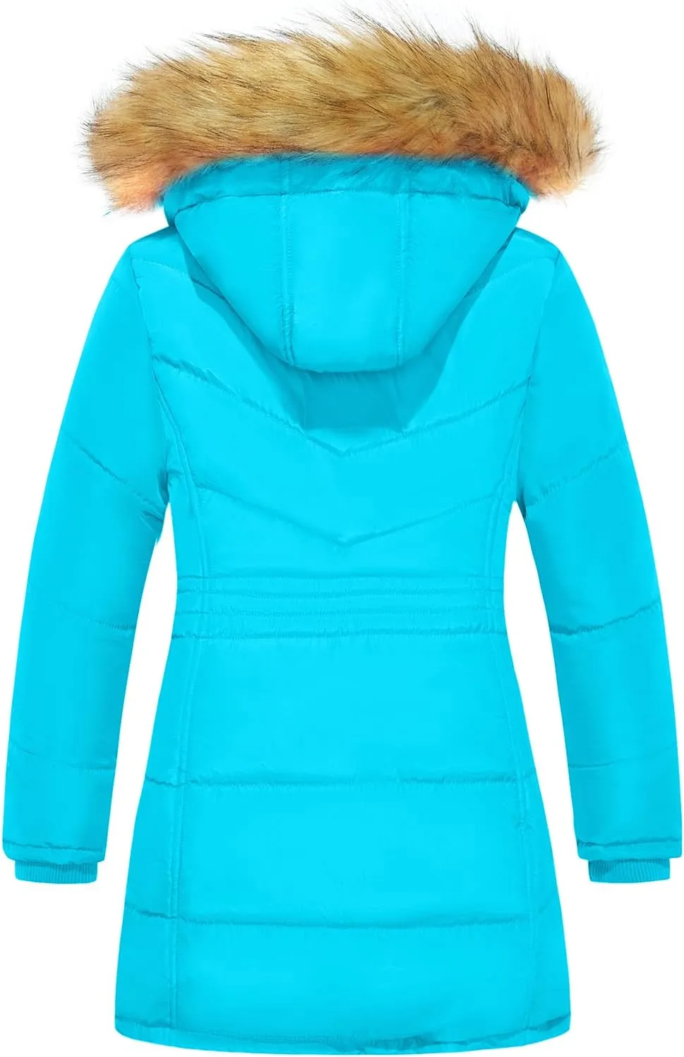 Garemcy Girls Winter Coat Long Warm Waterproof Fleece Lined Puffer Jacket With Detachable Hood & Fur Trim