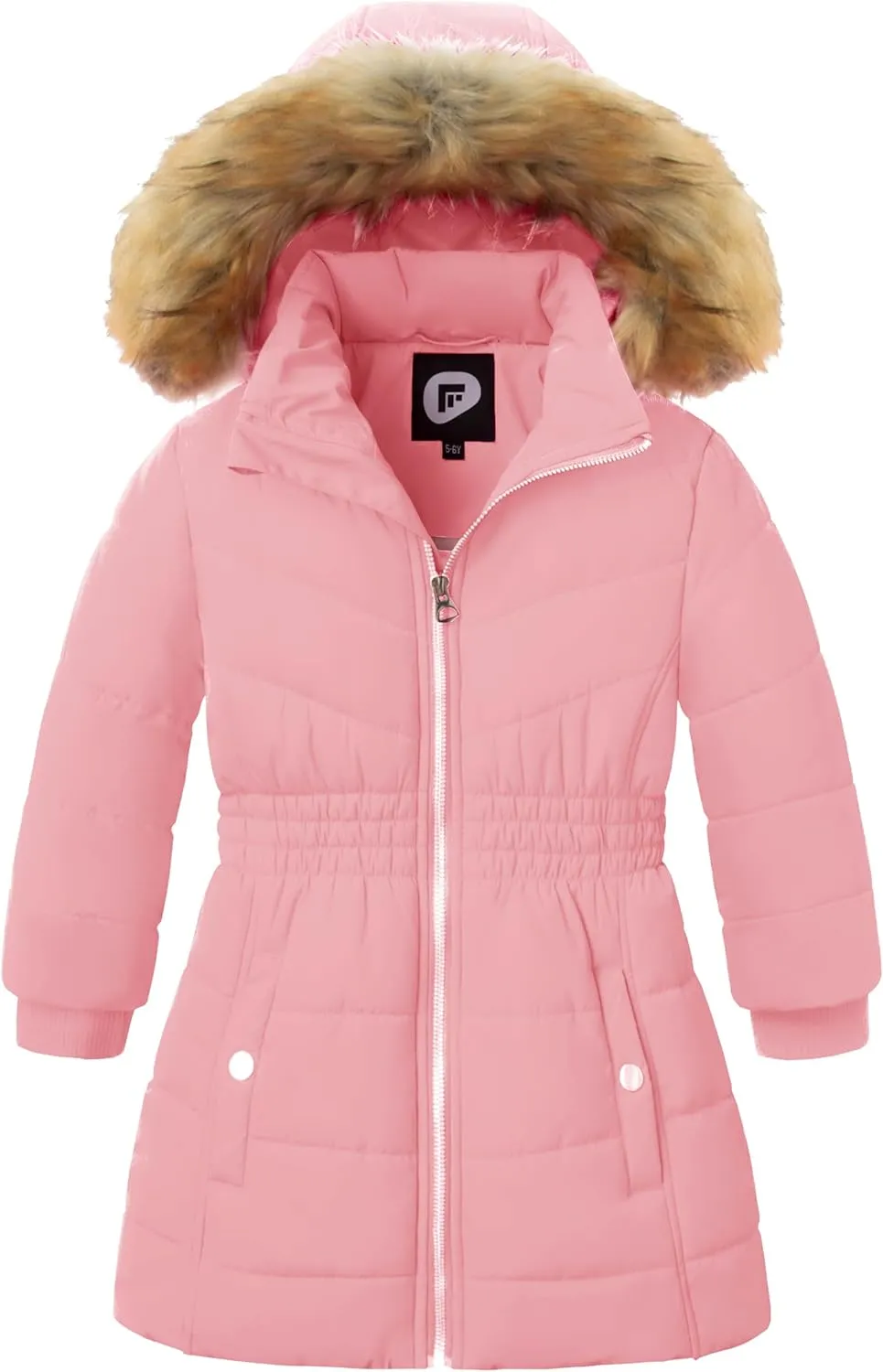 Garemcy Girls Winter Coat Long Warm Waterproof Fleece Lined Puffer Jacket With Detachable Hood & Fur Trim