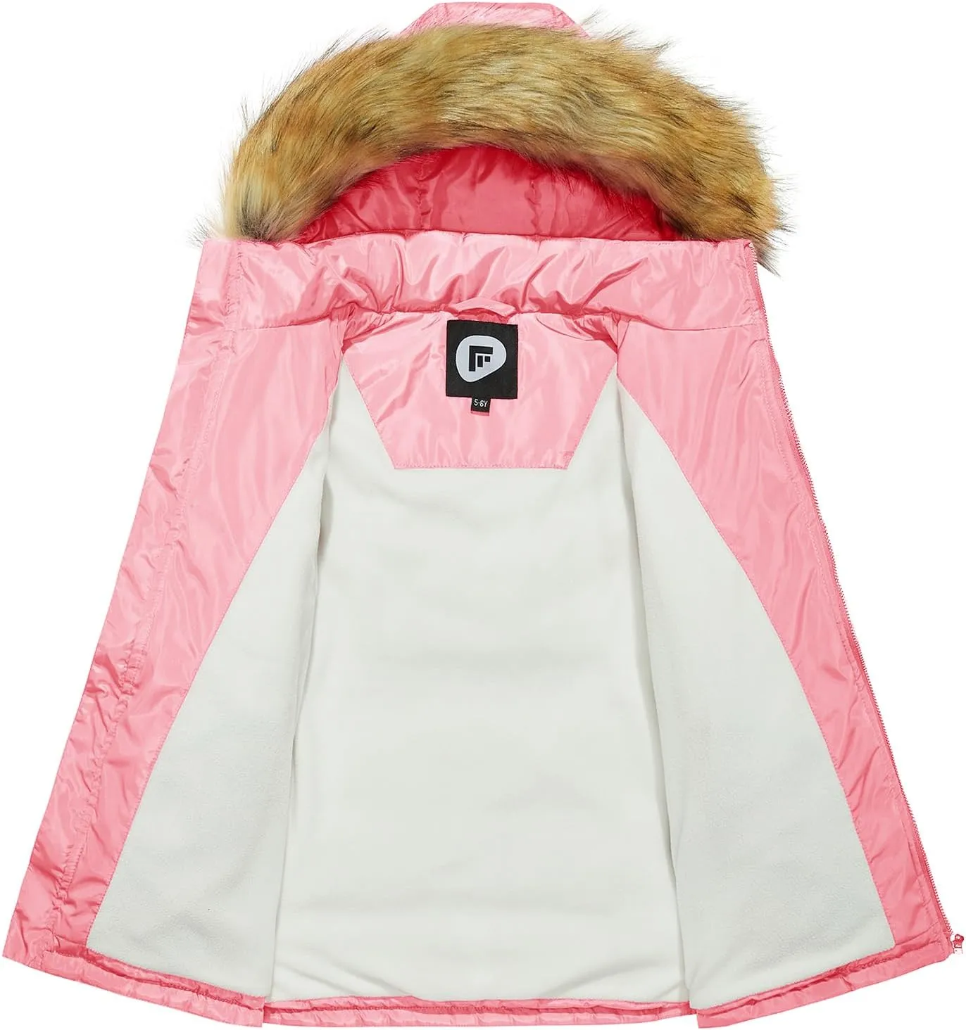 Garemcy Girls Winter Coat Long Warm Waterproof Fleece Lined Puffer Jacket With Detachable Hood & Fur Trim