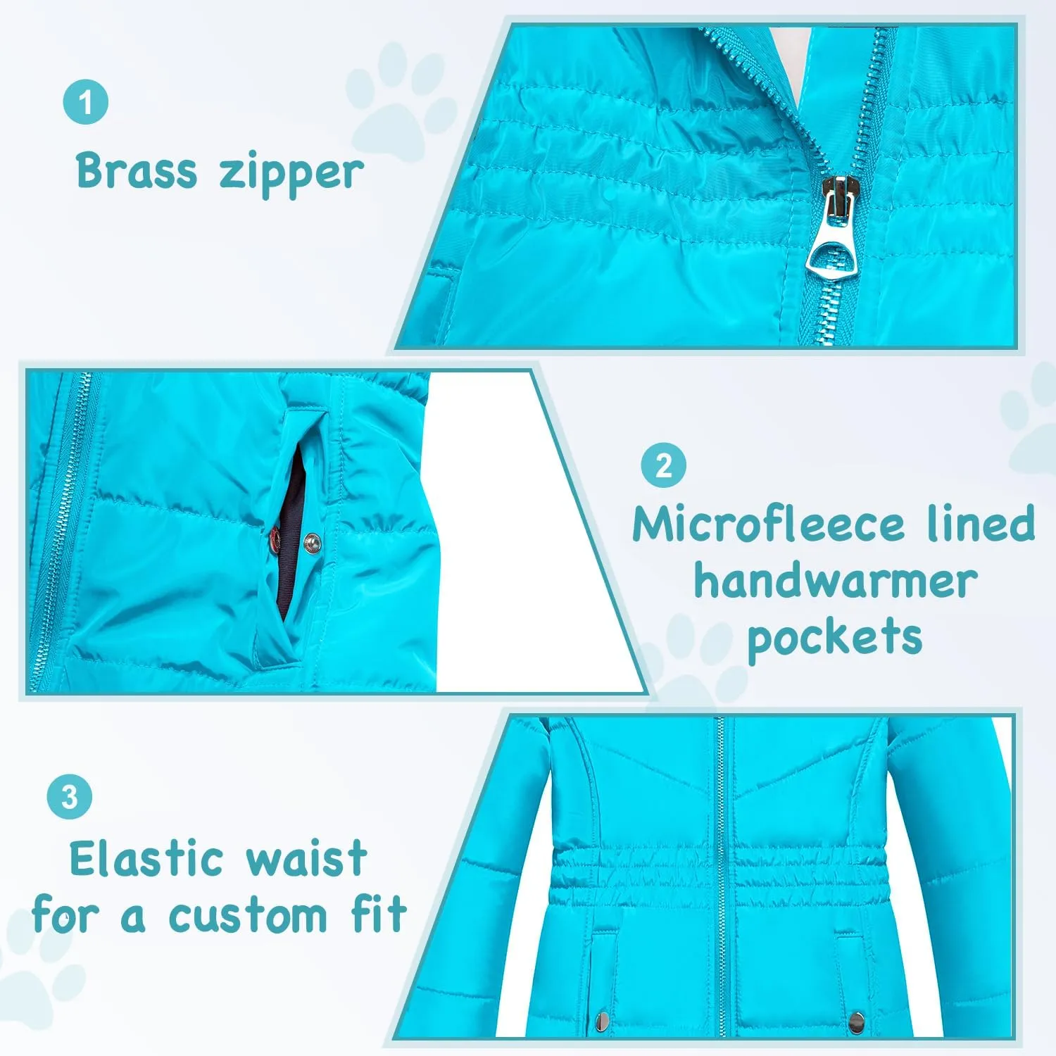 Garemcy Girls Winter Coat Long Warm Waterproof Fleece Lined Puffer Jacket With Detachable Hood & Fur Trim