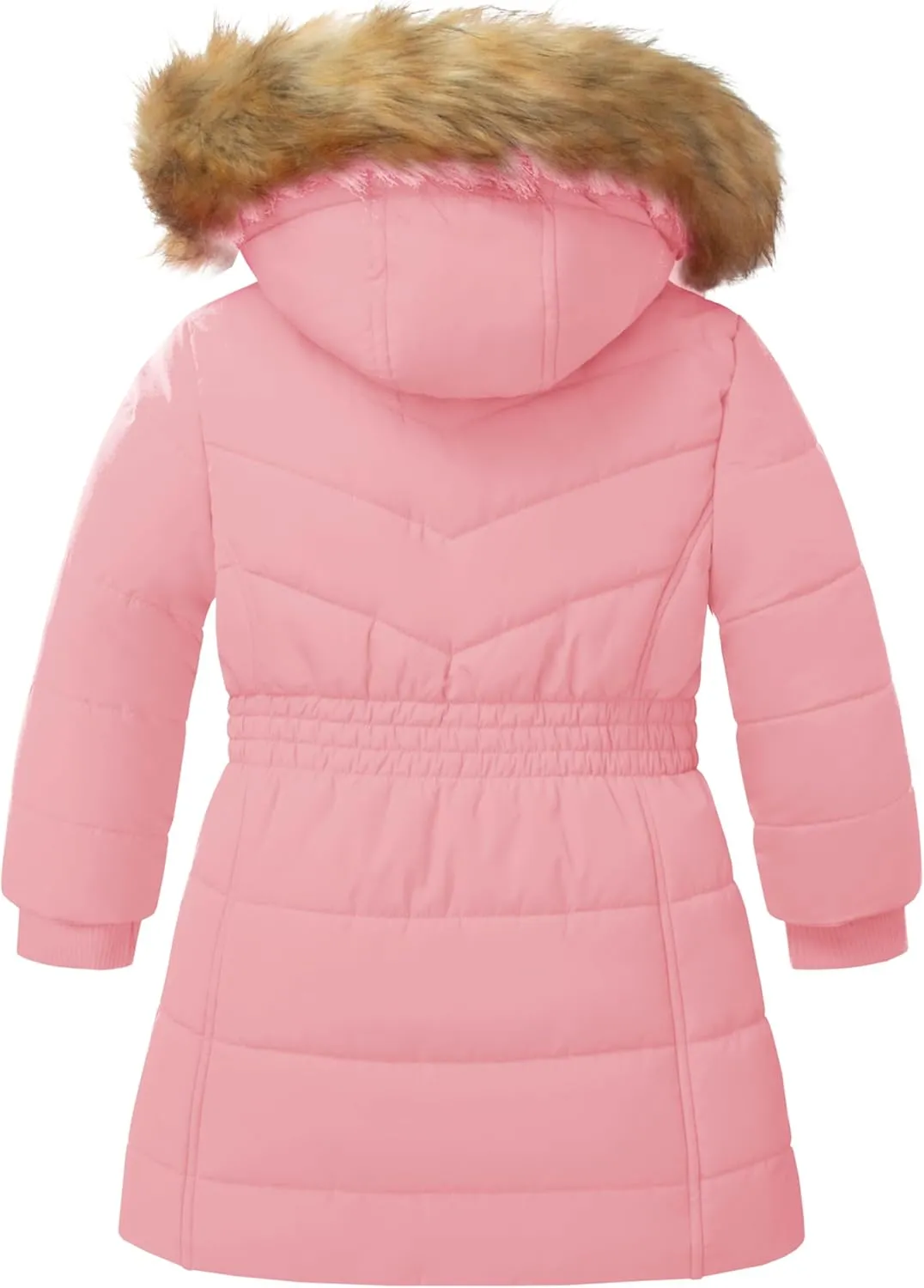 Garemcy Girls Winter Coat Long Warm Waterproof Fleece Lined Puffer Jacket With Detachable Hood & Fur Trim