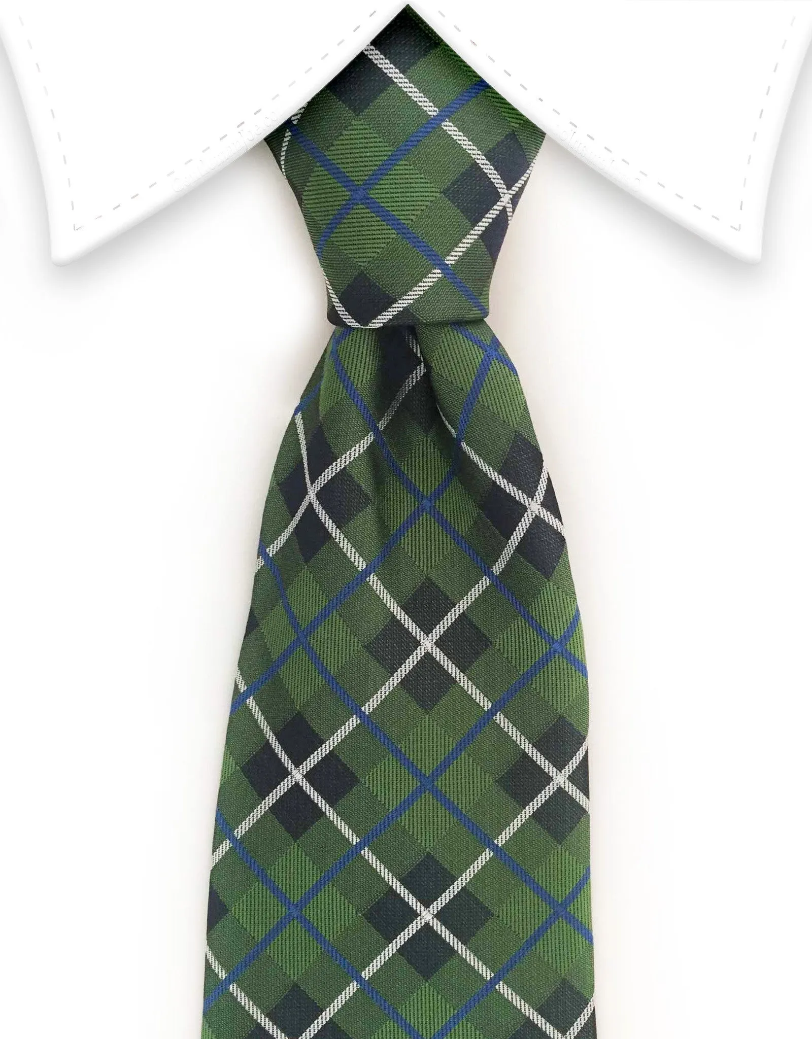 Green and Blue Argyle Plaid Tie