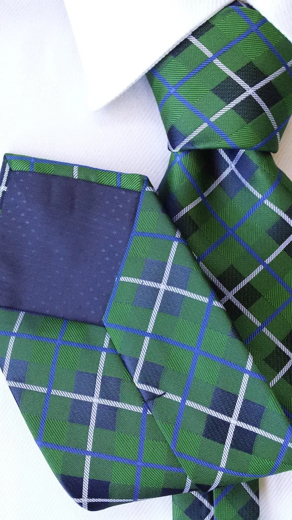 Green and Blue Argyle Plaid Tie