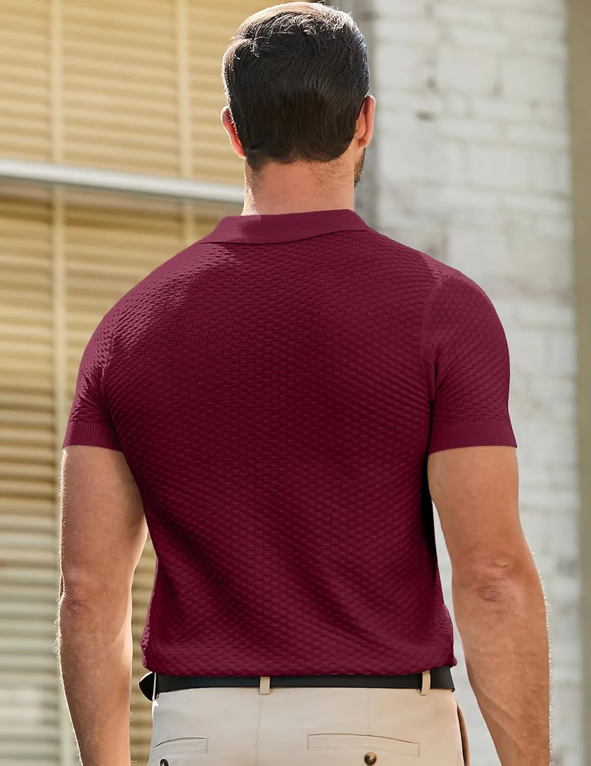 JMIERR Mens Knit Polo Shirts Classic Button Basic Textured T Shirts Casual Slim Fit Short Sleeve Summer Golf Tee Shirt