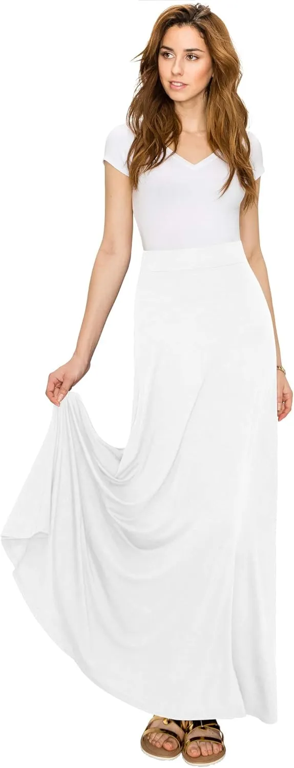 Lock and Love Women's Casual Comfy Stylish High Waist Flare Long Maxi Skirt  Available in Print & Solid Options