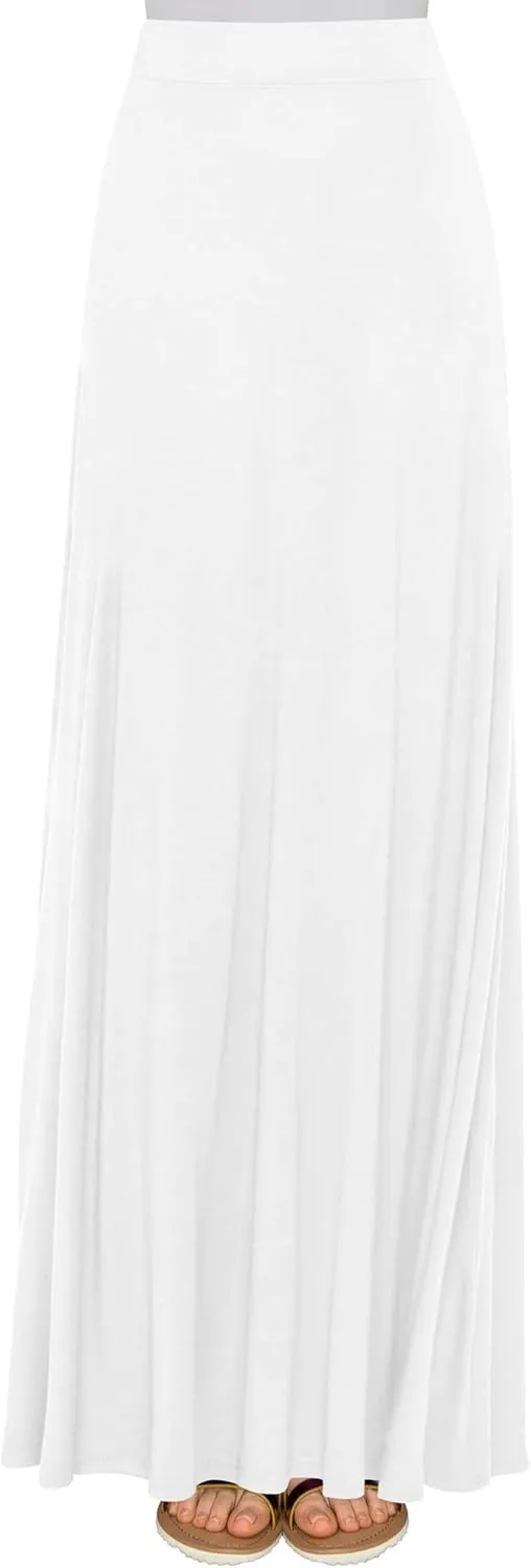Lock and Love Women's Casual Comfy Stylish High Waist Flare Long Maxi Skirt  Available in Print & Solid Options