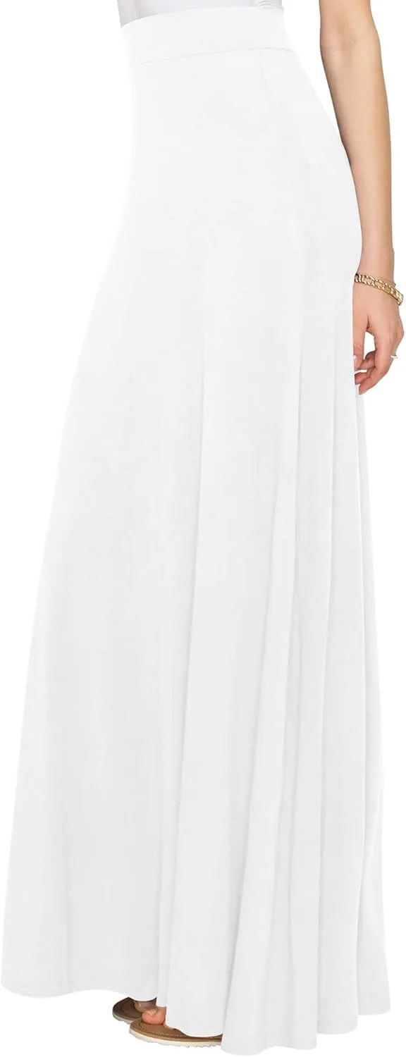 Lock and Love Women's Casual Comfy Stylish High Waist Flare Long Maxi Skirt  Available in Print & Solid Options