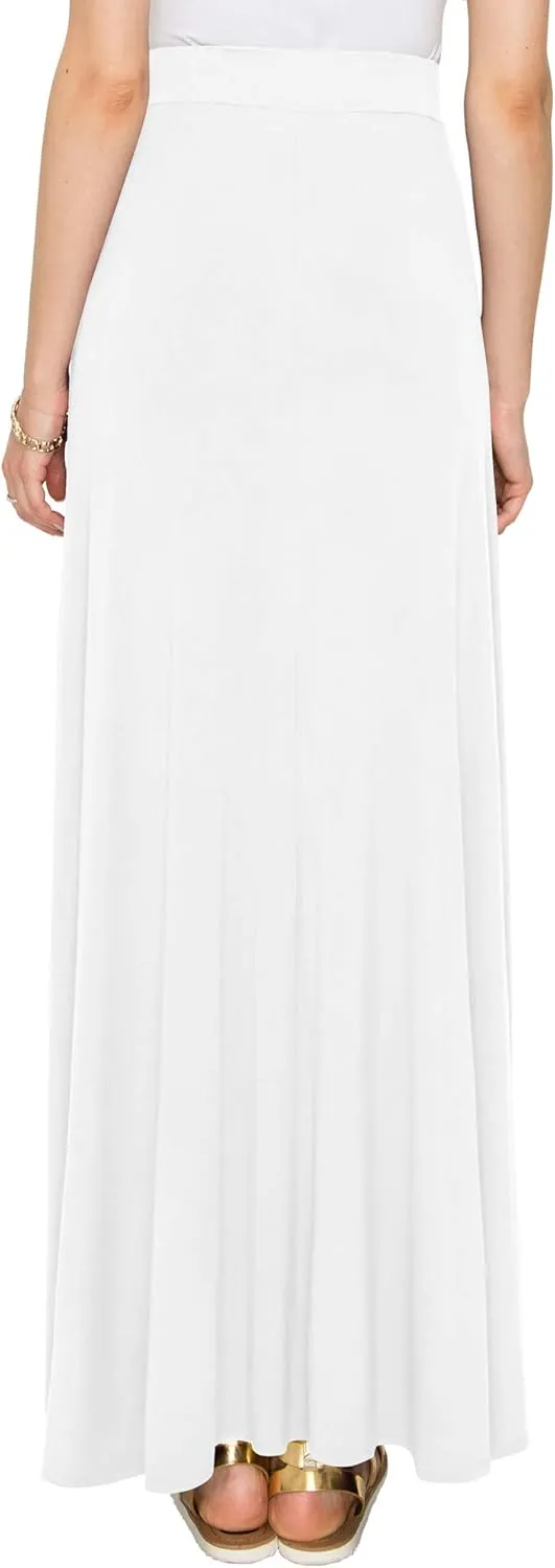 Lock and Love Women's Casual Comfy Stylish High Waist Flare Long Maxi Skirt  Available in Print & Solid Options