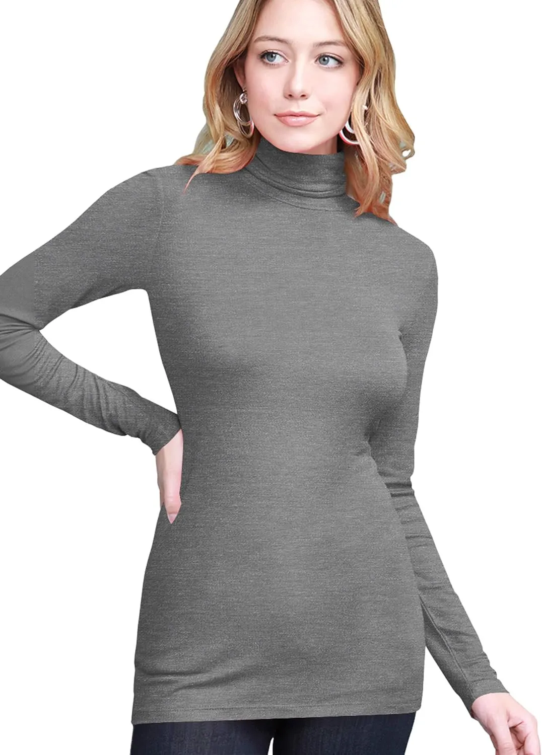 Lock and Love Women's Lightweight Long Sleeve Cozy Stylilsh Turtleneck Top Pullover Sweater