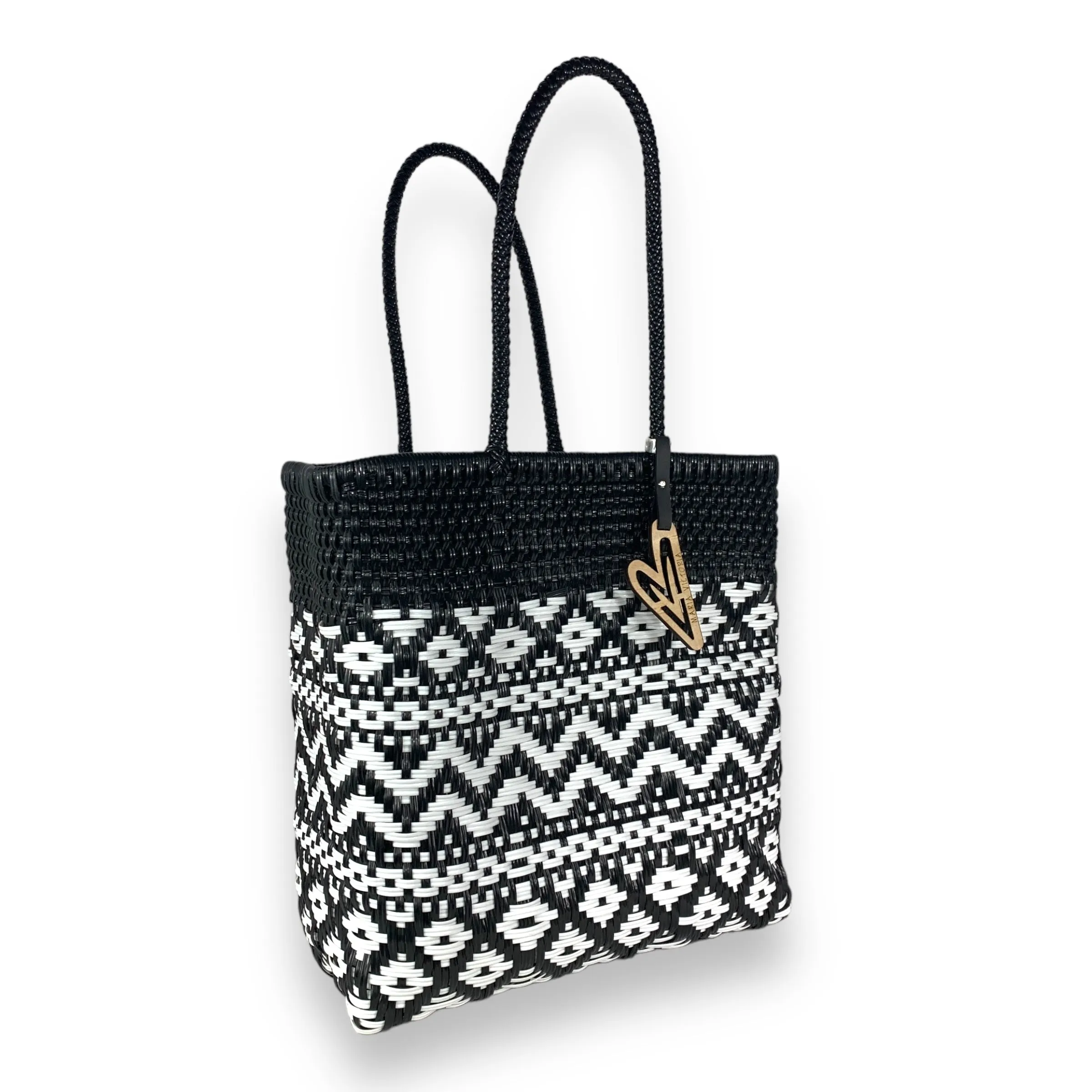 Maria Victoria | City Tote | Upcycled, Handwoven, Black&White Tote