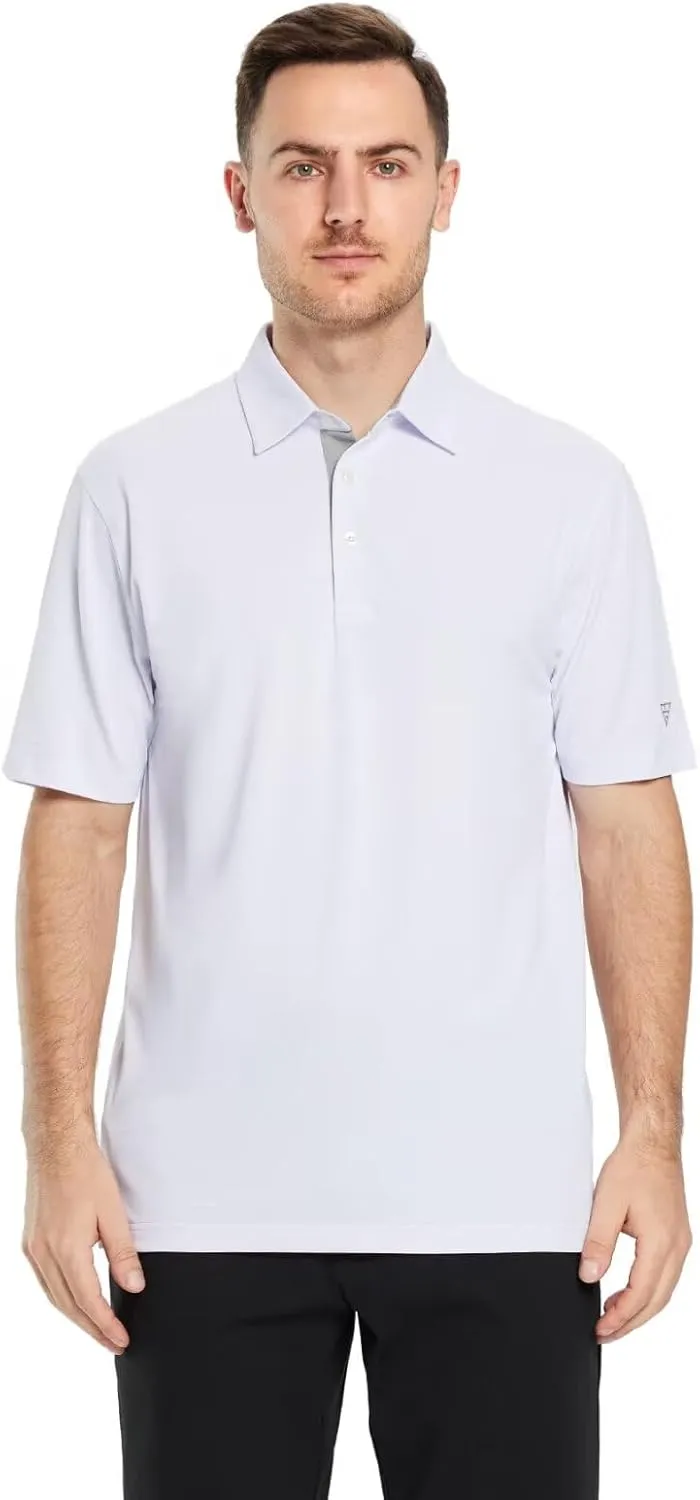 Mens Golf Shirt Short and Long Sleeve Moisture Wicking Dry Fit Performance Solid Casual Pique Golf Polo Shirts for Men