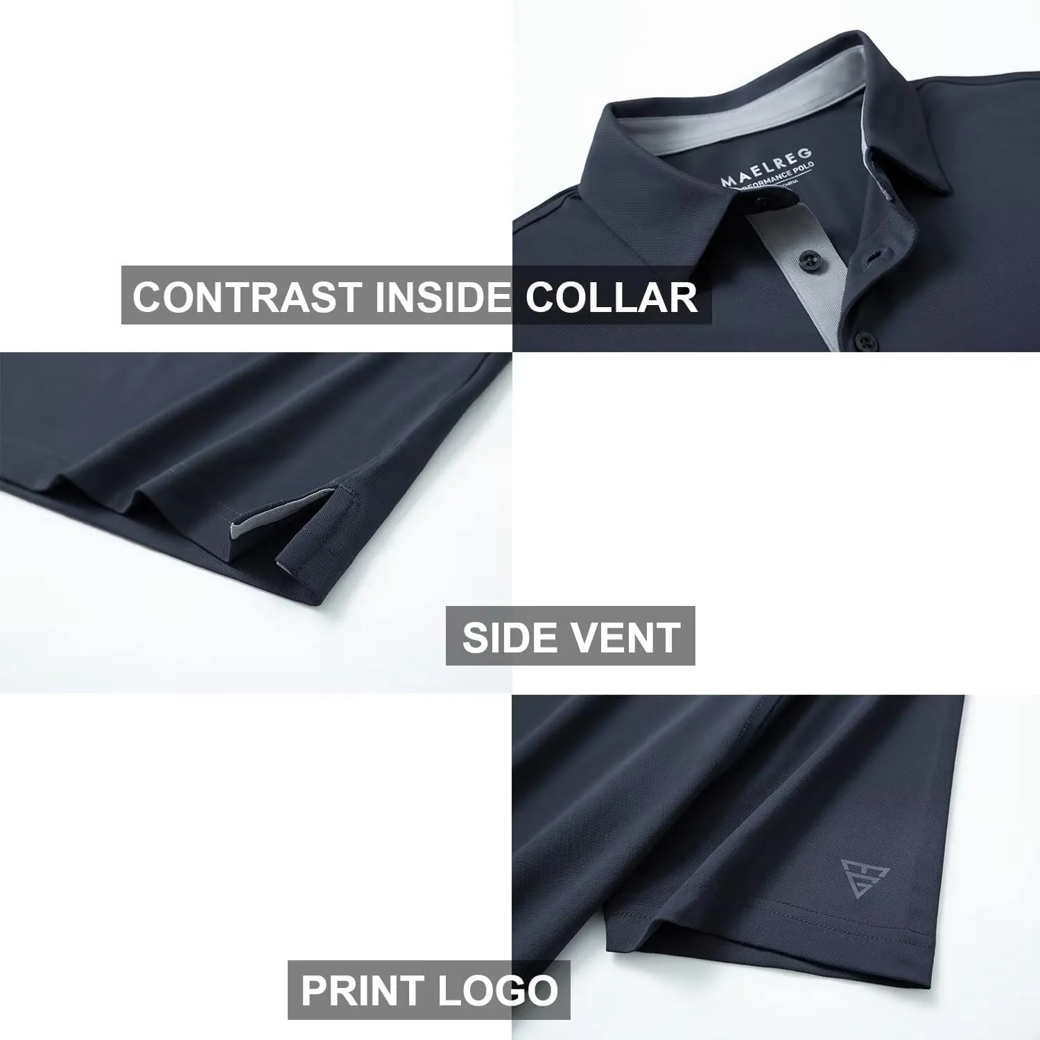 Mens Golf Shirt Short and Long Sleeve Moisture Wicking Dry Fit Performance Solid Casual Pique Golf Polo Shirts for Men