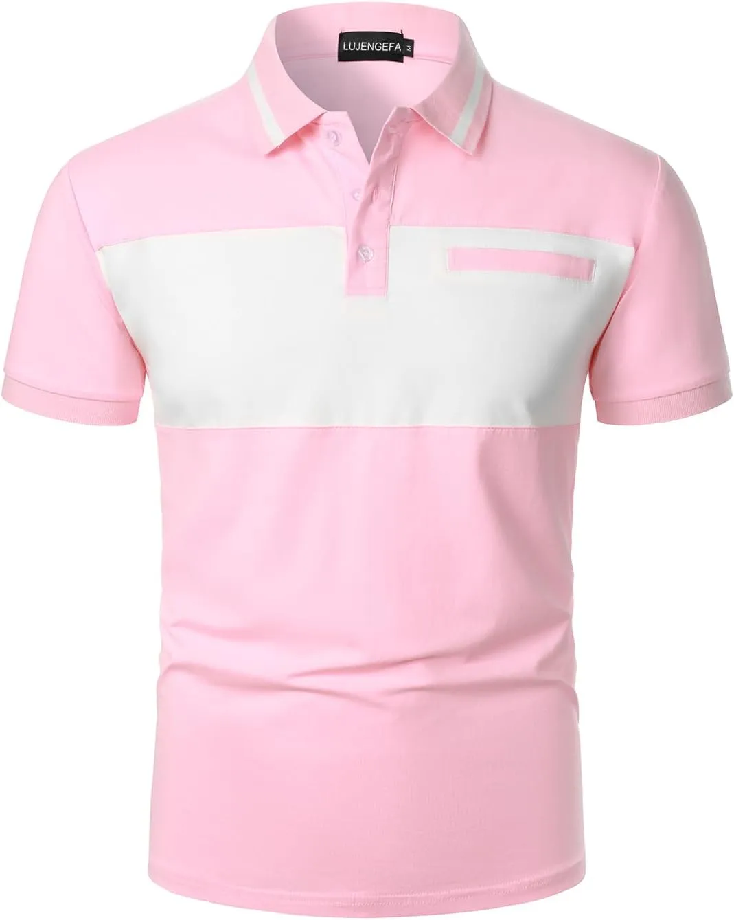 Mens Polo Shirts Short/Long Sleeve Casual Color Block Golf Polo T Shirt Stylish Contrast Collar Cotton Tops for Men