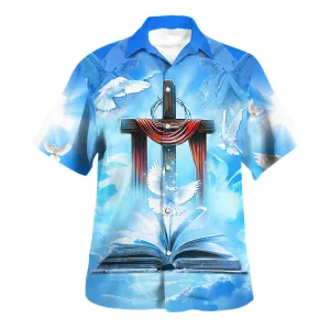 Pigeon Cross And Bible Cross Hawaiian Shirt For Men And Women - Christian Summer Shirt
