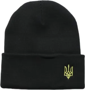 Ukraine Knit Cuff Black Beanie President Zelensky Hat for Mens and Womens