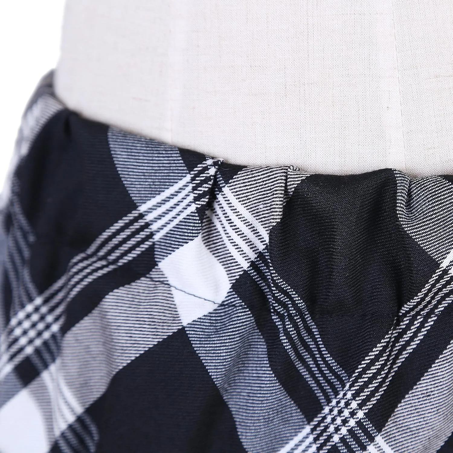 Women's Stretchy High Waist Tartan Pleated Mini Skirt Plaid Skater Skirts for Women and School Costume