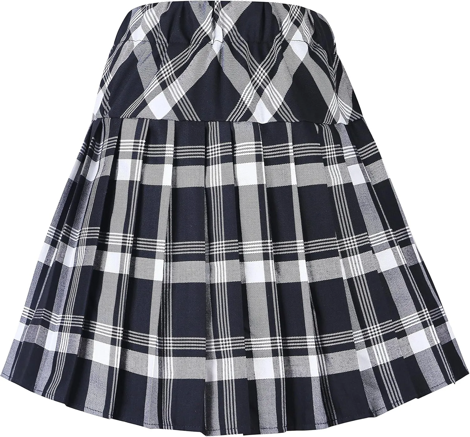 Women's Stretchy High Waist Tartan Pleated Mini Skirt Plaid Skater Skirts for Women and School Costume