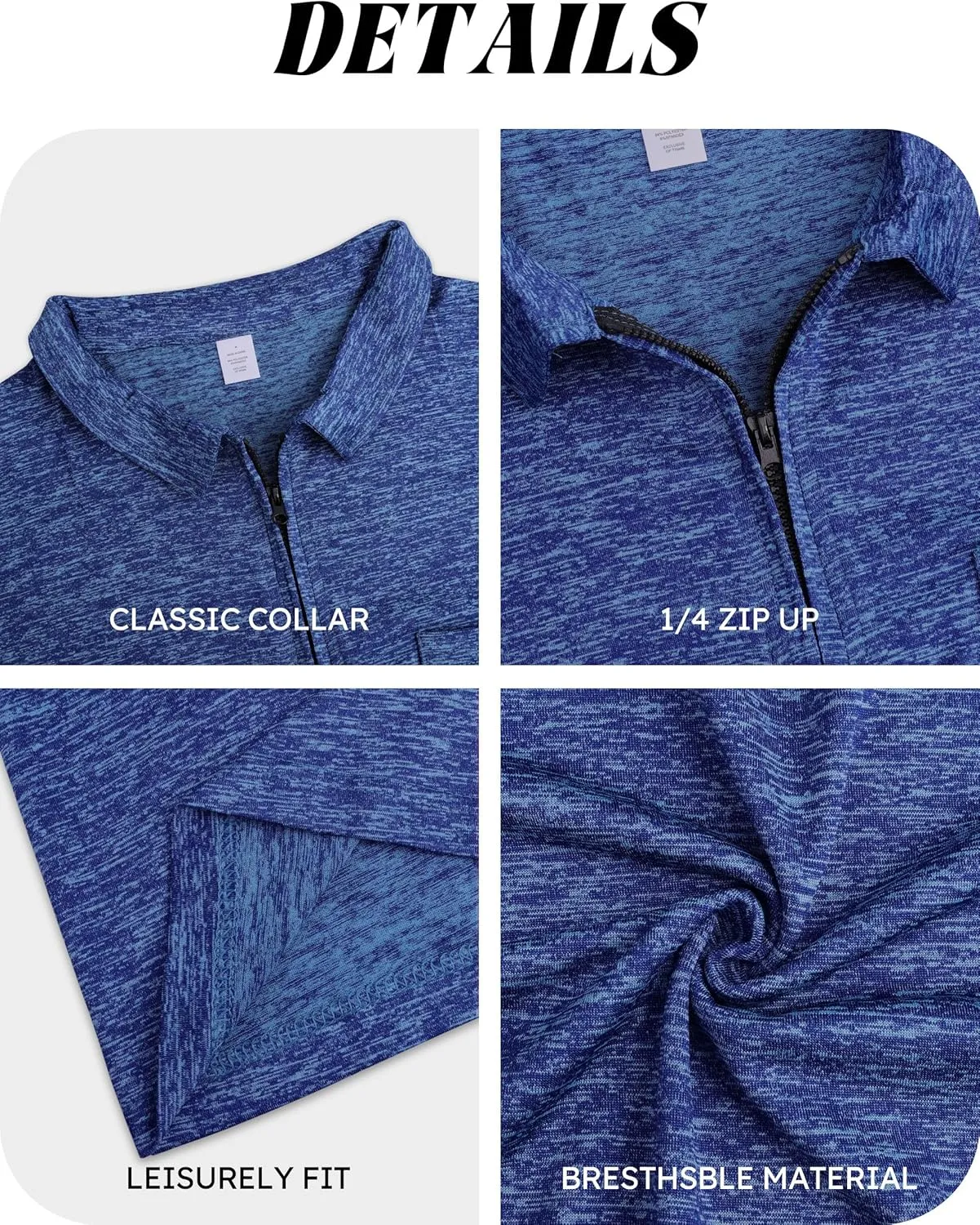 Zipper Polo Shirts for Men Casual Short Sleeve Polo T-Shirt Classic Fit Golf Shirts